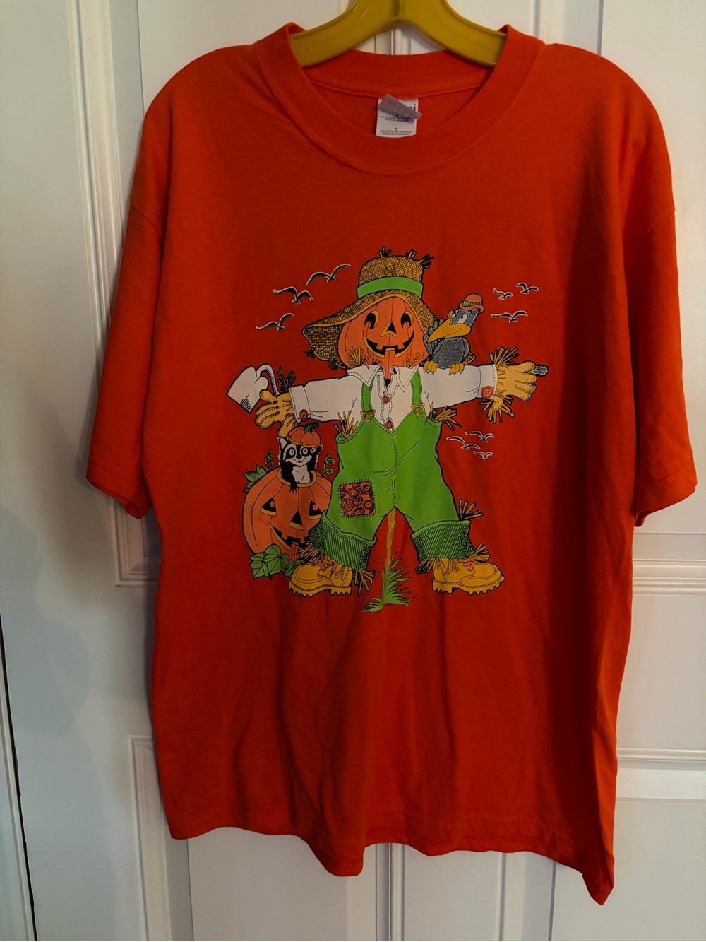 Adult Orange Pumpkin Scarecrow Costume Tee - Unbranded